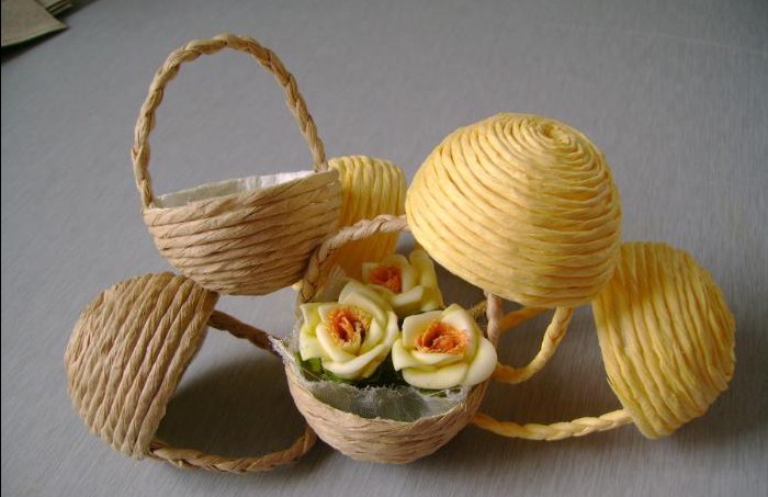 миниатюрная корзинка из шпагата мини-корзинка