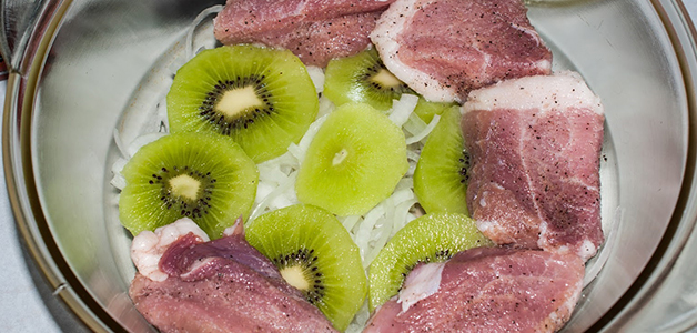 Шашлык из курицы с киви Шашлык из баранины с киви