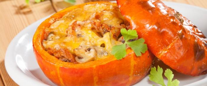Тыква в духовке с грибами Тыква в духовке с мясом